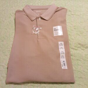 Sonoma Supersoft Pique Polo XL Tall Men's Short Sleeve Shirt Tan NWT